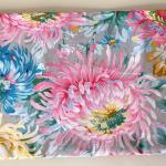 Chrysanthemen in Pink Türkis Grau - 1 Stück = 2,90 Meter