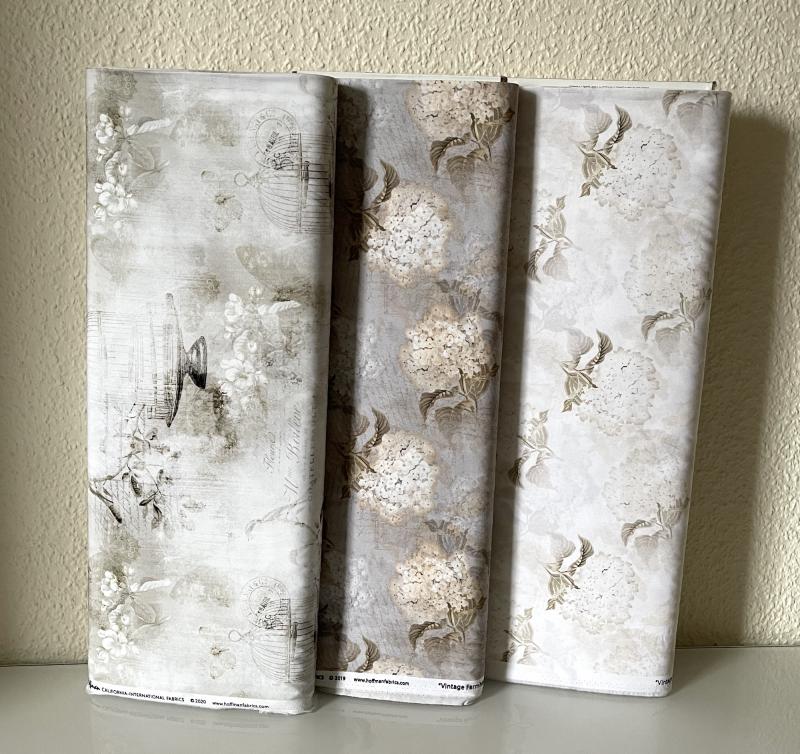 Vintage Farmhouse - Flieder und Schrift auf grau - 1 Stück = 2,20 Meter