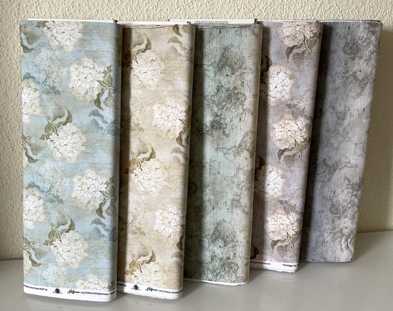 Vintage Farmhouse - Flieder und Schrift auf grau - 1 Stück = 2,20 Meter