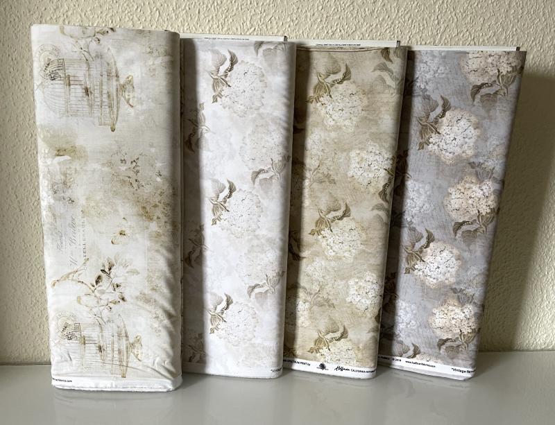 Vintage Farmhouse - Flieder und Schriften alabaster - 1 Stück = 2,90 Meter