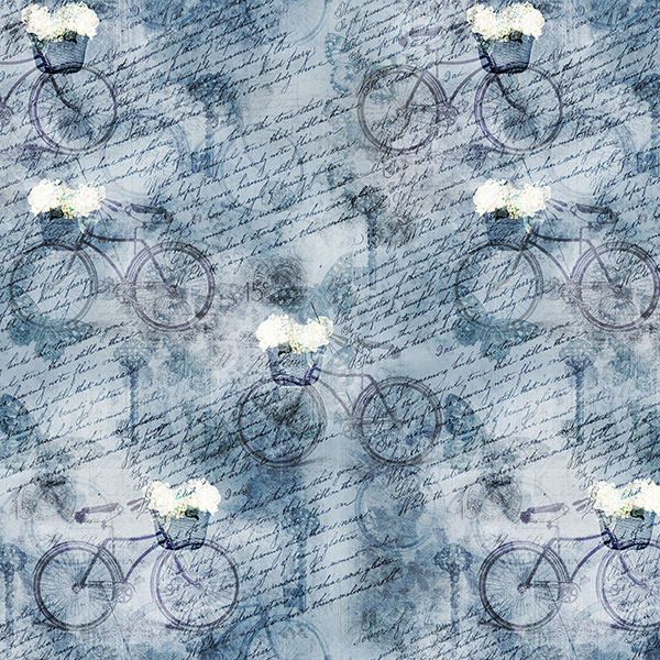 Vintage Farmhouse - Fahrrad mit Blumen - 1 Stück = 2,40 Meter