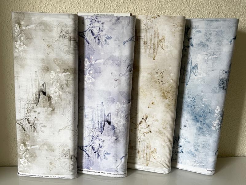 Vintage Farmhouse - Vogelkäfig, Blumen und Schriften nostalgisch - lavender