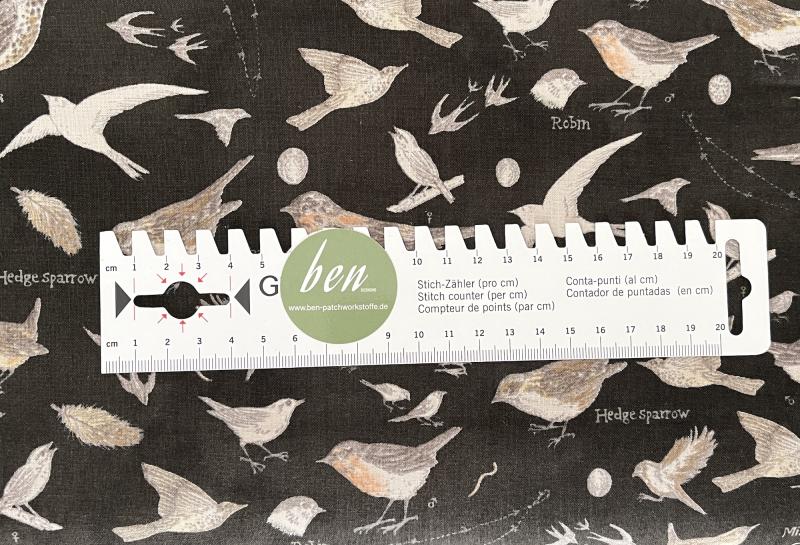 Botanicals - Vögel charcoal - 1 Stück = 2,80 Meter