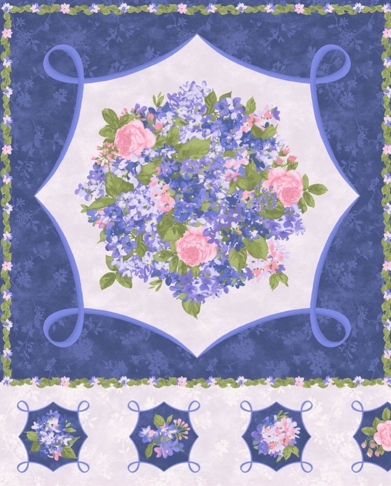 Cottage Bouquet - Panel blaugrundig