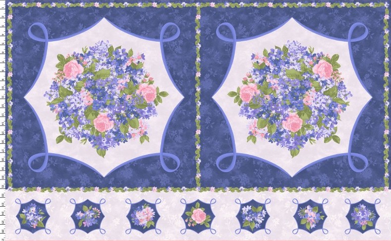 Cottage Bouquet - Panel blaugrundig