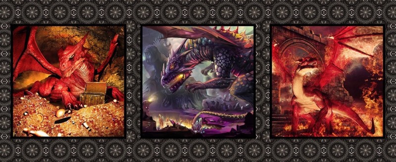 Drachen Portraits rot - Panel