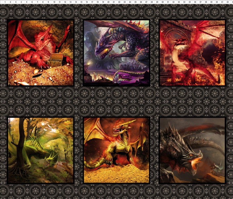 Drachen Portraits rot - Panel