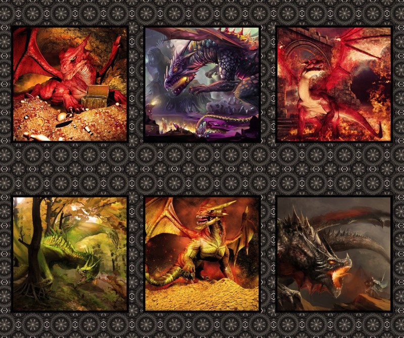 Drachen Portraits rot - Panel