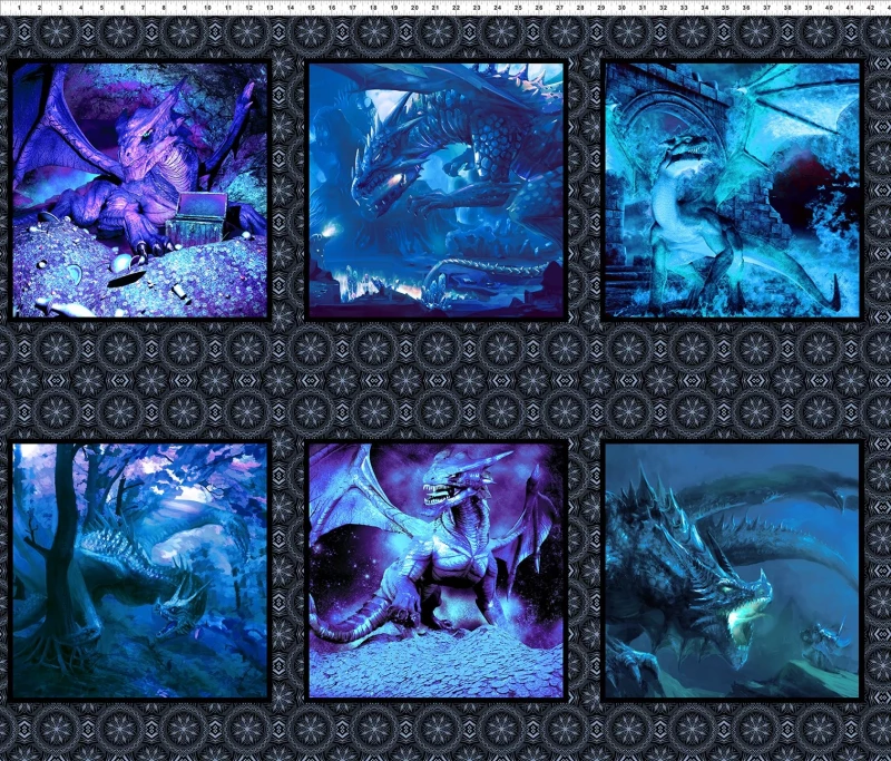 Drachen Portraits blue - Panel