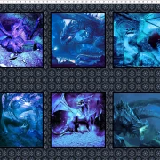 Drachen Portraits blue - Panel