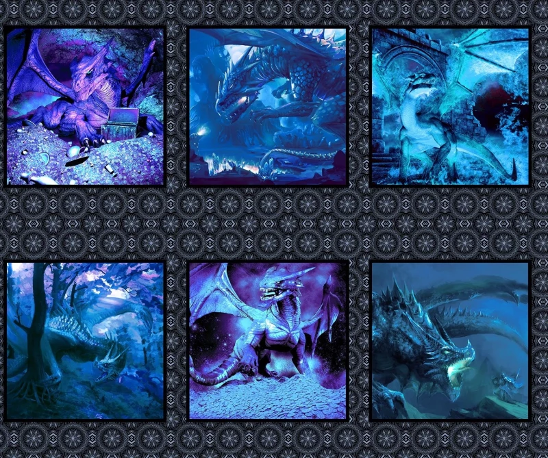 Drachen Portraits blue - Panel