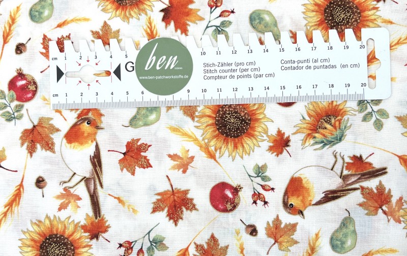 Herbstliches Allerlei auf weiß - 1 Stück = 3,00 Meter