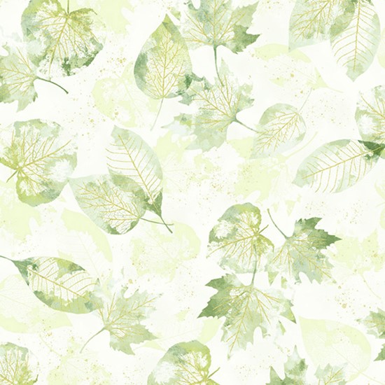 fallende Blätter in zartgrün und gold - 1 Stück = 2,60 Meter