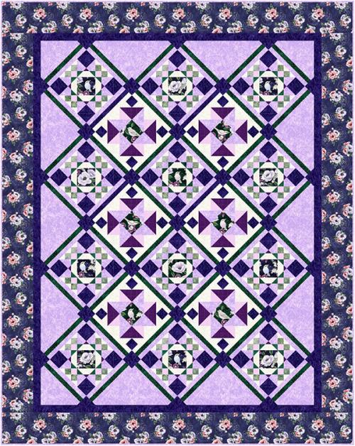 Blumen und Vögel amethyst/silver - 1 Stück = 1,60 Meter