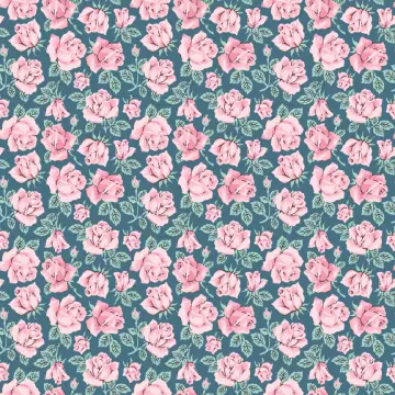 Carol´s Roses - Teal - 1 Stück = 1,10 Meter