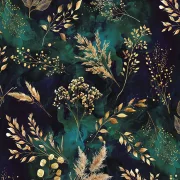 Midnight Flora - Deep Teal