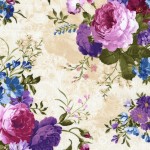 romantisches Blumenbouquet auf creme - 1 Stück = 2,10 Meter
