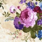 romantisches Blumenbouquet auf creme - 1 Stück = 2,10 Meter