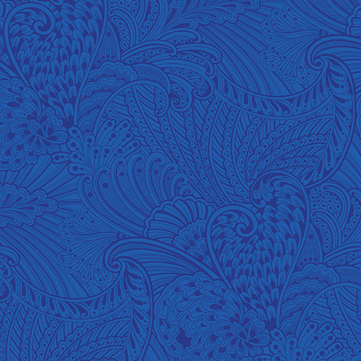 Peacock Flourish Opulence Tonal Dark Blue