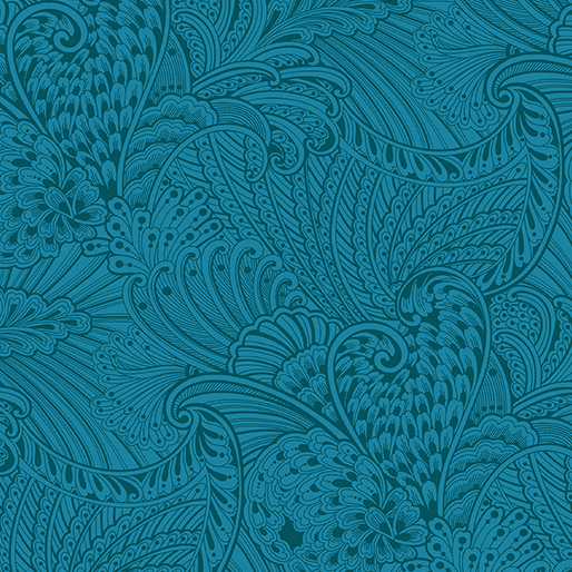 Peacock Flourish Opulence Tonal Dark Teal