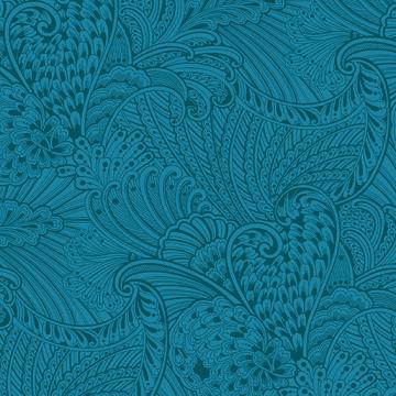 Peacock Flourish Opulence Tonal Dark Teal