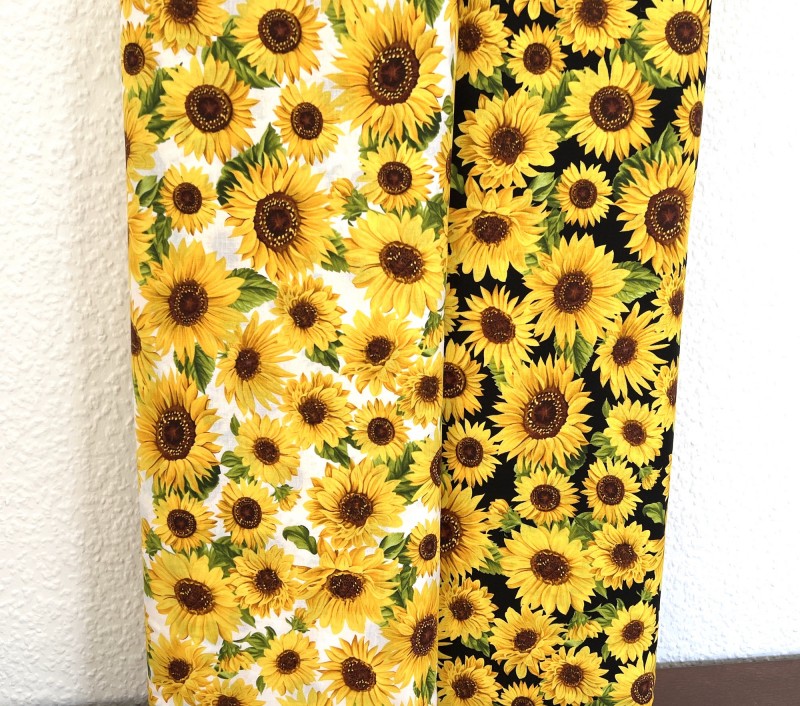 Sonnenblumen auf weißem Grund - 1 Stück = 3,00 Meter