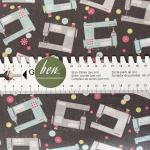 Words to Quilt By - Nähmaschinen grau  - 1 Stück = 2,40 Meter