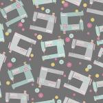 Words to Quilt By - Nähmaschinen grau  - 1 Stück = 2,40 Meter